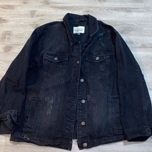 Black Distressed Jean Jacket